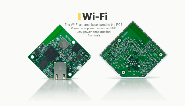 The Wi-Fi antenna is soldered to the PCB. Power is supplied via micro USB. Low power consumption. No rivals