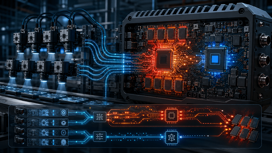 Multi-camera inspection system with edge AI processing and memory bottleneck visualization