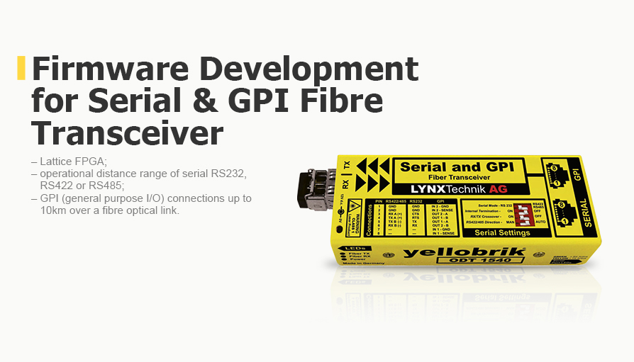 Firmware Development for Serial & GPI Fibre Transceiver