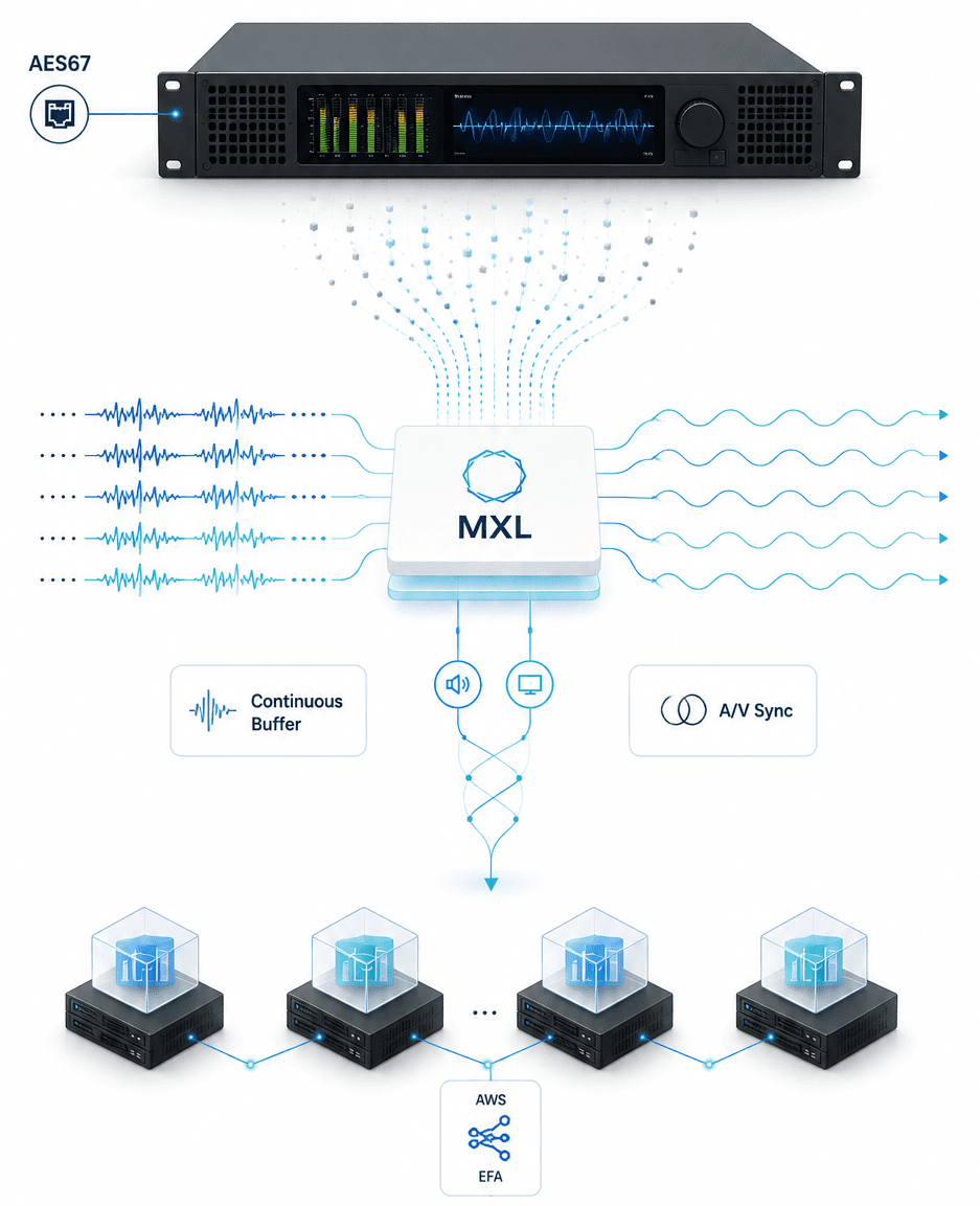 Audio processor moving from AES67 appliance to MXL continuous-buffer flows