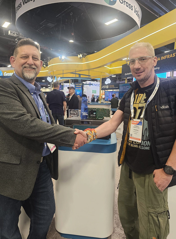 Roman Pakholkov at the Grass Valley booth at NAB Show, Las Vegas, Apr 2026