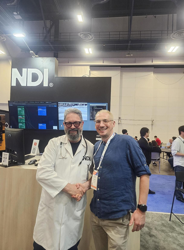 Roman Pakholkov with Roberto Musso, Tech Director at NDI ('Dr. NDI'), at NAB Show, Las Vegas, Apr 2026