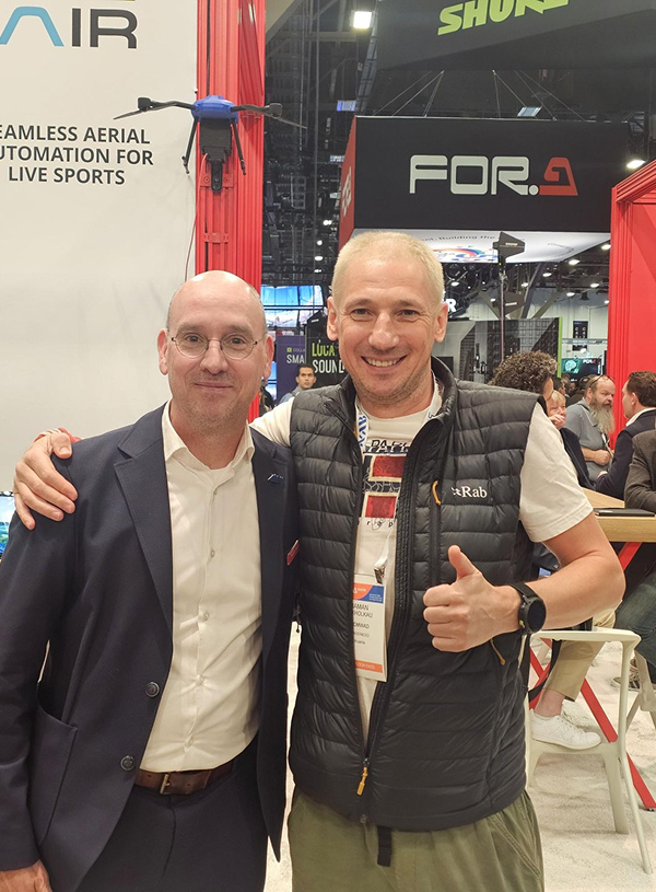 Roman Pakholkov with Thomas Riedel, Group CEO at Riedel Communications, at NAB Show, Las Vegas, Apr 2026