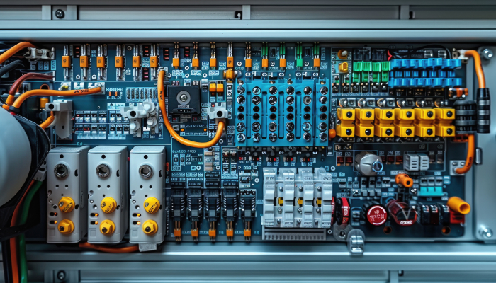 Industrial instrumentation junction box with terminal blocks and field cables connected to process instruments.