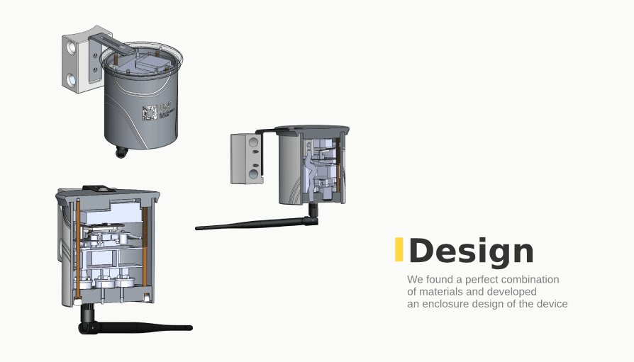 We found a perfect combination of materials and developed an enclosure design of the device