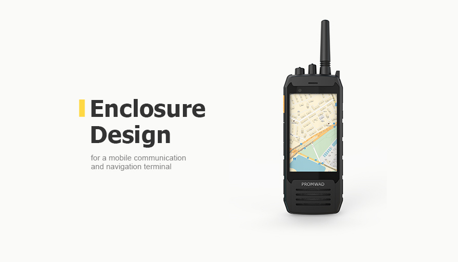 Enclosure design for a mobile communication and navigation terminal