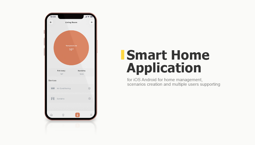 Smart Home Application for iOS Android for home management, scenarios creation and multiple users supporting 